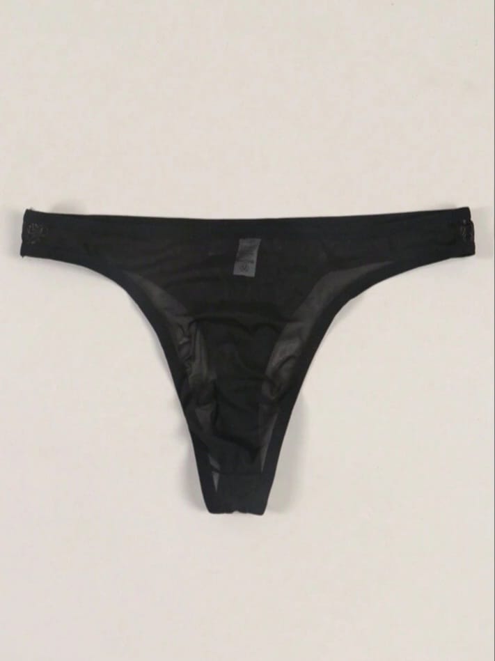 Bonga Boys Men's Semi-Transparent Thin Mesh Sexy Thong Seductive Hollow Breathable Lightweight Briefs Underwear